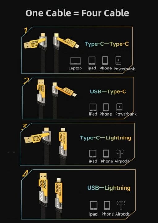 ⁦كابل شاحن USB متعدد 15 سم⁩ - الصورة ⁦6⁩